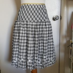 NWOT Sundance Black & White Plaid Yoke Skirt Sz L